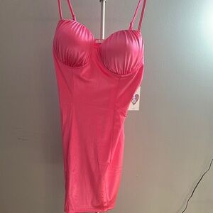 Pink Satin Slip Dress
